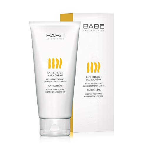 Laboratorios Babé - Crema Antiestrías 200 ml, Correctora, Reafirmante, Con Rosa de Mosqueta y Centella Asiatica, Estrías Adelgazamiento Embarazo y Pecho , Pubertad, Crema Postparto