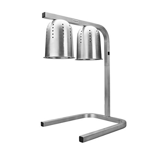 Lacor Lámpara Calentamiento Infrarojos Doble, Mantiene Calientes los Platos, cubetas, Altura Regulable Entre 39 y 53 cm, Incluye Dos Bombillas, Cocina Profesional, 550W, Aluminio