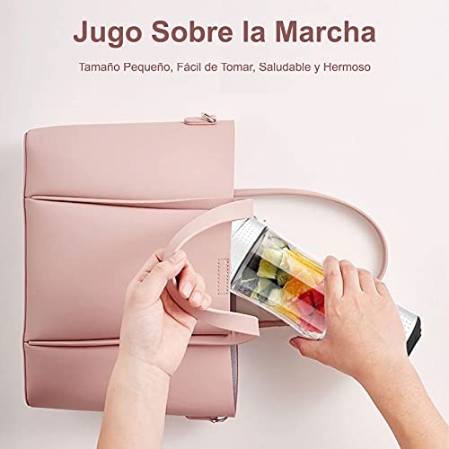 LaHuko Licuadora Portátil, Mini Batidora Personal para Batidos y Smoothies, 4000mAh batería con USB Recargable (Individuals 380ML, Blanco, para Jugo, Batido, Salsas, Comida para Bebé)