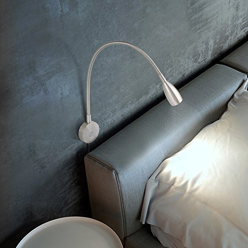 Lámpara de lectura LED montada en la pared Luz de la cama Interruptor táctil Lámpara de cuello de cisne regulable Luz de lectura de la cama 3W Luz nocturna brillante - blanco cálido