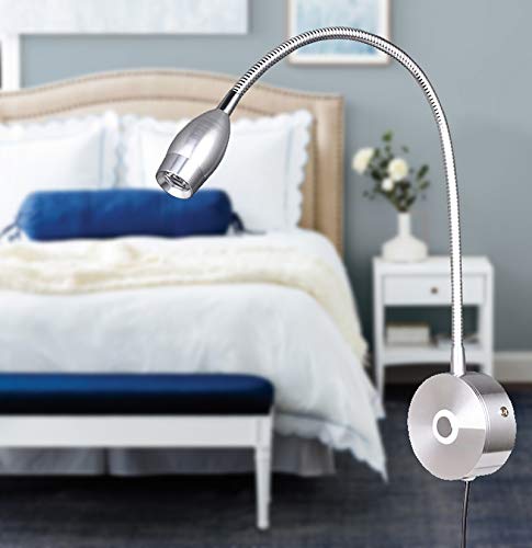 Lámpara de lectura LED montada en la pared Luz de la cama Interruptor táctil Lámpara de cuello de cisne regulable Luz de lectura de la cama 3W Luz nocturna brillante - blanco cálido