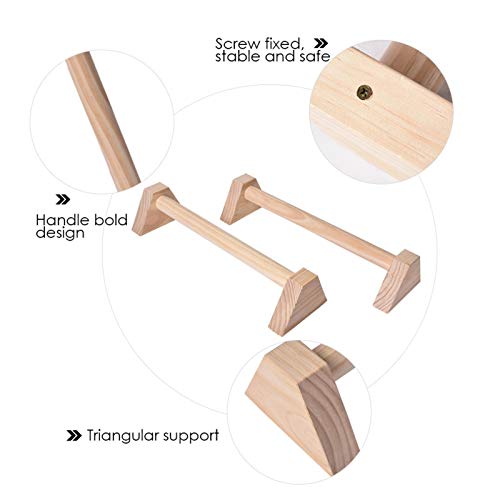 Lamptti Juego de 2 paralelos de madera, barras de empuje hacia arriba, soporte de mano, paralelos de madera