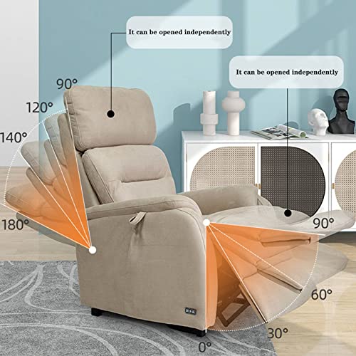 LANHA Sillón Relax Eléctrico para Ancianos, Sofá de Silla reclinable eléctrico con Bolsillos Laterales, Sillón de salón Multifuncional, Cuero de imitación (Té de la Leche)