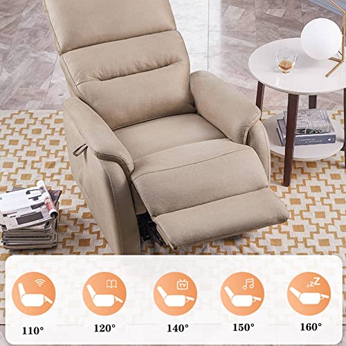 LANHA Sillón Relax Eléctrico para Ancianos, Sofá de Silla reclinable eléctrico con Bolsillos Laterales, Sillón de salón Multifuncional, Cuero de imitación (Té de la Leche)