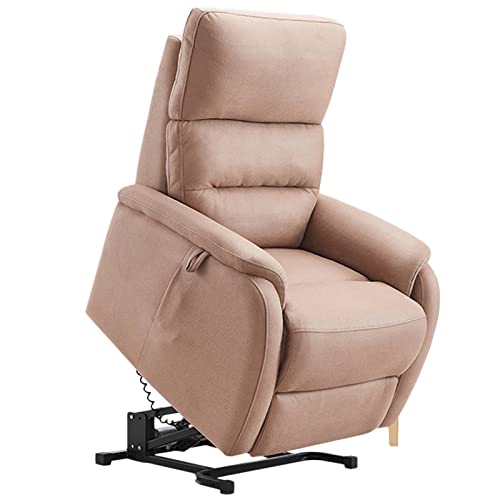 LANHA Sillón Relax Eléctrico para Ancianos, Sofá de Silla reclinable eléctrico con Bolsillos Laterales, Sillón de salón Multifuncional, Cuero de imitación (Té de la Leche)