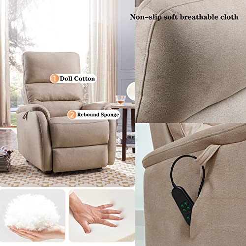 LANHA Sillón Relax Eléctrico para Ancianos, Sofá de Silla reclinable eléctrico con Bolsillos Laterales, Sillón de salón Multifuncional, Cuero de imitación (Té de la Leche)