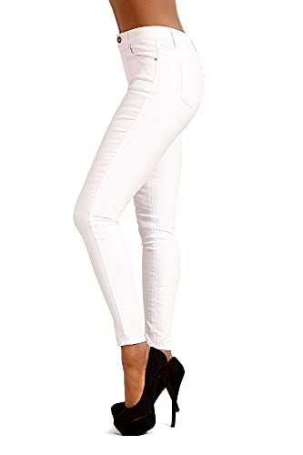 Las Mujeres De Cuero PU Leg Leggings Treggins De Cintura Alta Flaco Elástico Lápiz Jeggings Leggings Pantalones | Pantalones De Levantamiento De Glúteos Ajustados Y Ajustados | Blanca, Tamaño: 44