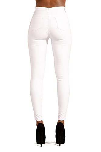 Las Mujeres De Cuero PU Leg Leggings Treggins De Cintura Alta Flaco Elástico Lápiz Jeggings Leggings Pantalones | Pantalones De Levantamiento De Glúteos Ajustados Y Ajustados | Blanca, Tamaño: 44