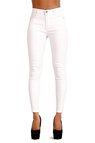 Las Mujeres De Cuero PU Leg Leggings Treggins De Cintura Alta Flaco Elástico Lápiz Jeggings Leggings Pantalones | Pantalones De Levantamiento De Glúteos Ajustados Y Ajustados | Blanca, Tamaño: 44