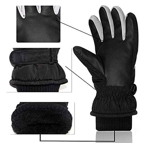 LEcyLanker Guantes Esqui de Invierno, Guantes Termico e Impermeables, Adecuados para Deportes al Aire Libre como el Ciclismo y el Esquí(Negro)