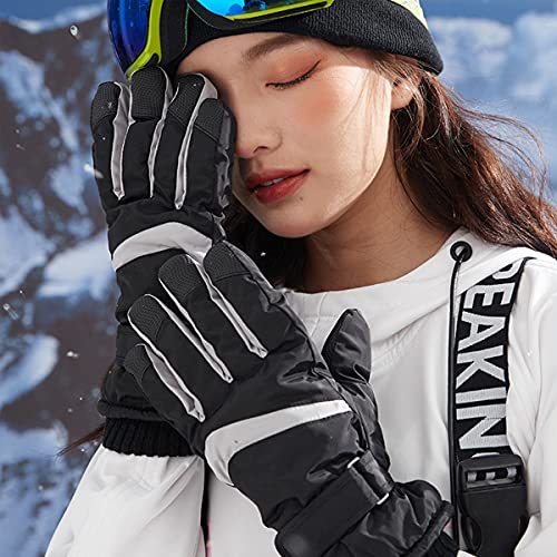 LEcyLanker Guantes Esqui de Invierno, Guantes Termico e Impermeables, Adecuados para Deportes al Aire Libre como el Ciclismo y el Esquí(Negro)