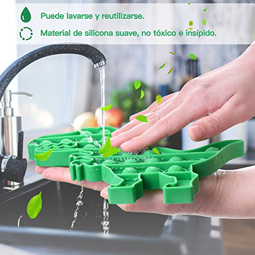 LEEHUR Juguete Silicona Sensorial para Niños Juguete Educativo, Juguete Silicona de Dedo para Niños, Juguete Antiestré para Adultos, 4 Formas Dinosaurio Pulpo Cangrejo Búho, Portavasos 4 Piezas