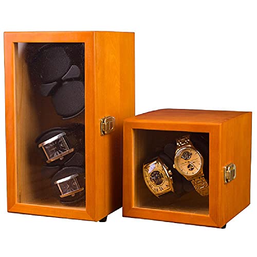 LEIKEI Caja Enrolladora De Reloj, Exhibición De Almacenamiento De Reloj Reloj Madera Vintage Gabinete Caja Basculante Cuerda Automática con Motor De Silencio 5 Tipos Modo Rotación,2 epitope