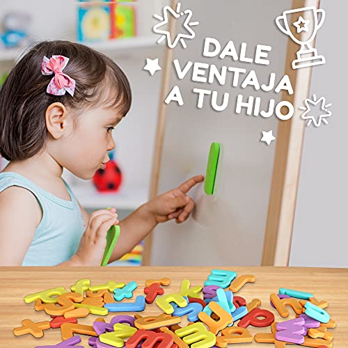 Letras y Números Magnéticos para Niños-Juego de Abecedario Magnético-104 Letras y Números y Símbolos-Imanes Gruesos de Espuma para la Nevera-Juegos Educativos del Abecedario-con Símbolos Españoles