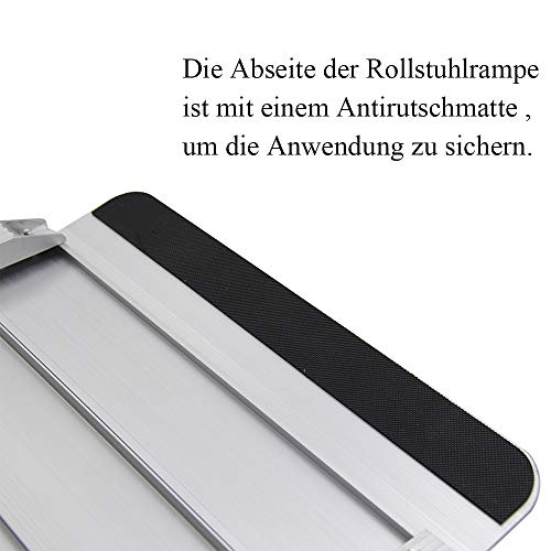 Liekumm Rampa de umbral antideslizante plegable portátil de aluminio para umbrales, escaleras (MR607MW-3) (90 cm x 76 cm x 5 cm)