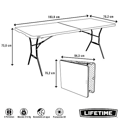 LIFETIME 80471 - Mesa plegable multiusos ultrarresistente lifetime 184x76x73,5 cm uv100