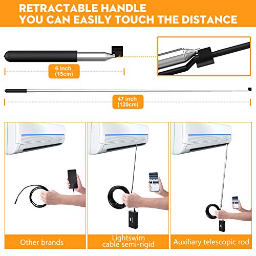 Lightswim Endoscopio inalámbrico, 5.5mm 1080P HD Cámara de inspección con boroscopio WiFi con Zoom con 6 Luces LED para Android y iOS Smart Phone Tablet 5M