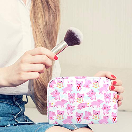 Lindo cerdos en diferentes posturas bolsa de cosméticos para mujeres, adorable espacioso neceser de viaje impermeable