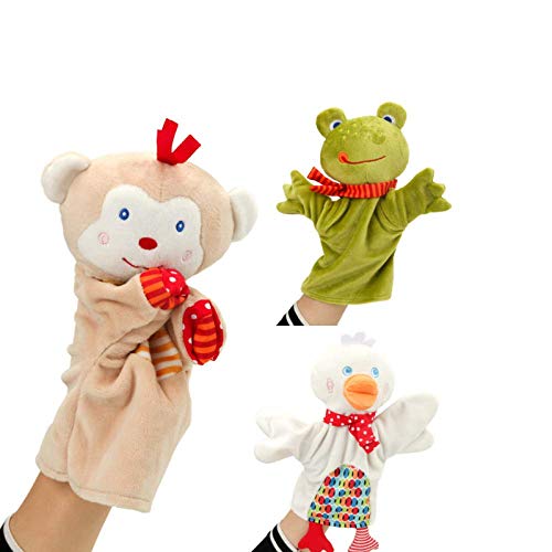 Lindos juguetes de marionetas de mano, marionetas de dedo pato rana juguete de felpa juguete de dedo para niños juego de roles espectáculo de marionetas regalo de cumpleaños 25cm Estilo ranita