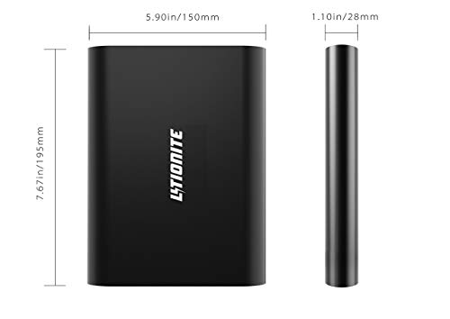 Litionite Tanker 90W / 50000mAh Power Bank/Batería Externa en Aluminio con Display LED - 2X USB Carga rapida - 1x Type-C - 1x DC - Cargador portátil para PC/Computadora/Ordenador/Macbook/Smartphone