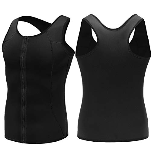 Litthing Chaleco Deportivo para Hombres Faja Sauna Camiseta Térmica Compresión Muscular Vest para Sudoración Gimnasio con Cremallera