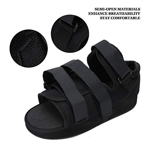 Liukouu Bota para Caminar con Punta, Zapato de escayola de Estabilidad semiabierta Liviana, Bota de escayola con protección para los pies, Zapato de escayola Transpirable(Black, L)