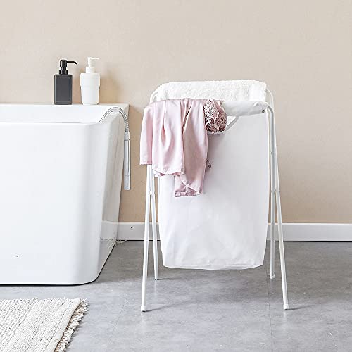 LJFYXZ Cesto para la Ropa Cesta de Almacenamiento de Ropa Sucia, Cesta de Almacenamiento portátil Baño/Dormitorio/Sala de Estar Blanco 42x40x67cm