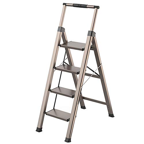 LJSJT Escaleras Plegables Escalera de Aluminio Pesado Barandilla telescópica Escalera de 4 peldaños Pies Antideslizantes Ideal para hogar/Cocina/Garaje