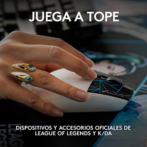 Logitech G305 K/DA LIGHTSPEED Ratón inalámbrico Gaming, Equipo Oficial de League of Legends, Sensor Hero, Ligero, Botones programables, 250h de batería, Memoria integrada - Blanco