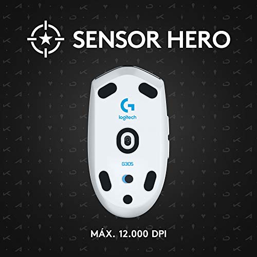 Logitech G305 K/DA LIGHTSPEED Ratón inalámbrico Gaming, Equipo Oficial de League of Legends, Sensor Hero, Ligero, Botones programables, 250h de batería, Memoria integrada - Blanco