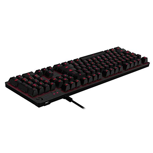 Logitech G413 Teclado Gaming Mecánico, Teclas retroiluminadas, Teclas Romer-G Táctil, Aleación de Aluminio, Teclas personalizables, Paso de USB, Disposición QWERTY ES - Carbón/Negro