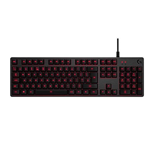 Logitech G413 Teclado Gaming Mecánico, Teclas retroiluminadas, Teclas Romer-G Táctil, Aleación de Aluminio, Teclas personalizables, Paso de USB, Disposición QWERTY ES - Carbón/Negro