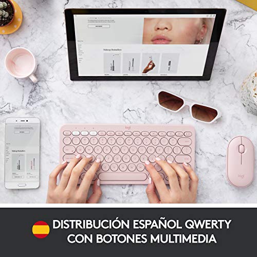 Logitech K380 Teclado Inalámbrico Multi,Dispositivo para Windows/Apple iOS/Android/Chrome, Bluetooth, Diseño Compacto, PC/Mac/Portátil/Smartphone/Tablet/Apple TV, Disposición QWERTY Italiano , Rosa