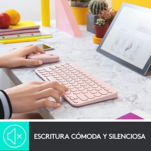 Logitech K380 Teclado Inalámbrico Multi,Dispositivo para Windows/Apple iOS/Android/Chrome, Bluetooth, Diseño Compacto, PC/Mac/Portátil/Smartphone/Tablet/Apple TV, Disposición QWERTY Italiano , Rosa