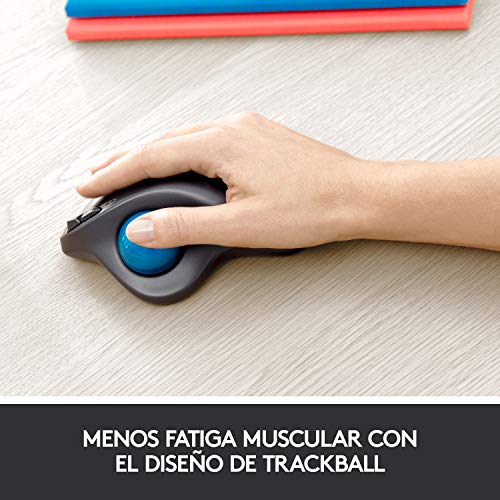 Logitech M570 Trackman Ratón Trackball Inalámbrico, 2.4 GHz con Receptor USB Unifying, Botón Rueda, Batería 18 Meses, PC/Mac/Portátil, Negro