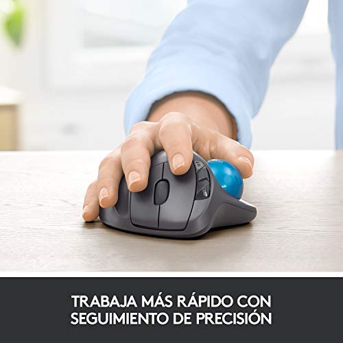 Logitech M570 Trackman Ratón Trackball Inalámbrico, 2.4 GHz con Receptor USB Unifying, Botón Rueda, Batería 18 Meses, PC/Mac/Portátil, Negro