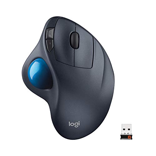 Logitech M570 Trackman Ratón Trackball Inalámbrico, 2.4 GHz con Receptor USB Unifying, Botón Rueda, Batería 18 Meses, PC/Mac/Portátil, Negro