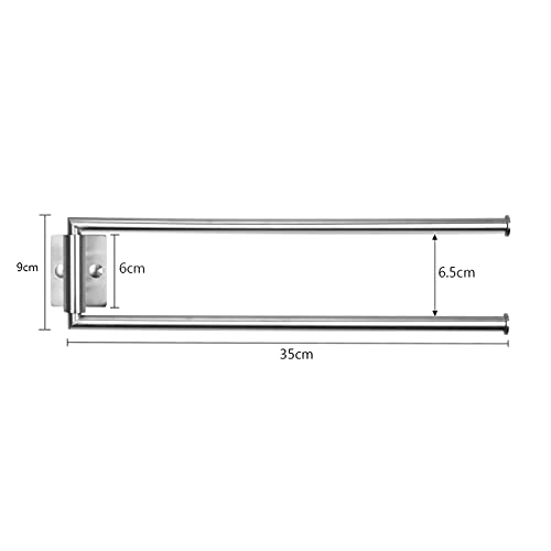 Lolypot Toallero Doble de Acero Inoxidable 304, Dos Brazos, Estante de Pared de 35 cm, Soporte de Pared de 2 Barras, para baño y Cocina (Plateado Cepillado)