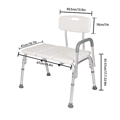 LQLD Taburete De Transferencia para Silla De Ducha, Utilizado como Taburete De Ducha O Asiento De Baño Altura Ajustable con Reposabrazos Suaves Adecuado para Personas Mayores Y Obesas