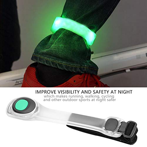 Luz LED En El Cinturón Del Brazo, Brazo Del Cinturón De Seguridad Reflectante Con Tren De Rodaje, Pulsera Led Que Brilla En La Oscuridad, Adecuada Para Montar Y Correr De Noche Al Aire Libre(Verde)