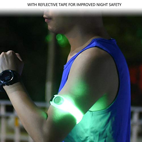 Luz LED En El Cinturón Del Brazo, Brazo Del Cinturón De Seguridad Reflectante Con Tren De Rodaje, Pulsera Led Que Brilla En La Oscuridad, Adecuada Para Montar Y Correr De Noche Al Aire Libre(Verde)