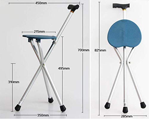 LXDDJZXQ Andador para Ancianos Walker, Bastón móvil Asiento portátil Bastón de caña Viejo trípode Plegable Aluminio Multifuncional Caminante Ancianos Muletas