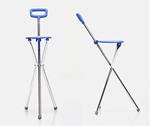 LXDDJZXQ Andador para Ancianos Walker, Bastón Plegable Bastón trípode Portátil Taburete Taburete Taburete de Aluminio Multifuncional Caminante Azul Anciano Muletas