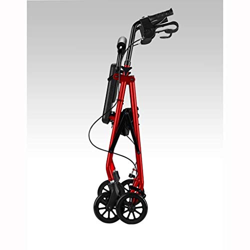 LXDDJZXQ Andador para Ancianos Walker, Carro de Compras Plegable de Aluminio for Caminar, Ayuda for Caminar, Andador, Carretilla con Asiento y Freno de Mano for Ancianos (Color : Red)