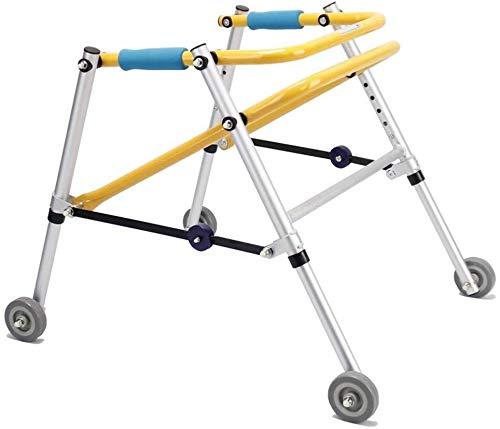 LXDDJZXQ Andador para Ancianos Walker, Walker Andador Infantil Ligera Assist Sticks 4 Patas Plegables carros de Cuatro Ruedas con Altura Ajustable Amarillo móvil Conveniencia