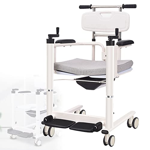 LXX Silla de Ruedas Inodoro para Ancianos, Asiento Dividido De 180 ° Silla de Inodoro para Minusválidos con Ruedas, Asiento Acolchado, Silla de Transporte para Adultos Transporte De Pacientes