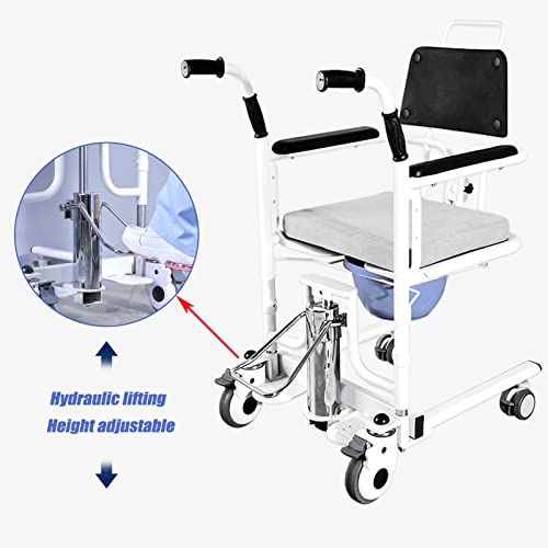 LXX Silla de Ruedas Inodoro para Ancianos, Silla De Ruedas De Enfermería con Asiento Dividido De 180°, Silla con Ruedas para Ducha para Adultos Transporte De Pacientes