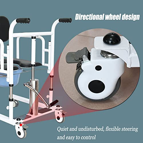 LXX Silla de Ruedas para Baño, Silla de Ruedas Inodoro para Ancianos con Ruedas, Asiento Acolchado, Silla de Transporte con Asiento Dividido De 180 ° para Adultos Transporte De Pacientes