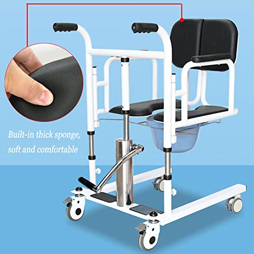 LXX Silla de Ruedas para Baño, Silla de Ruedas Inodoro para Ancianos con Ruedas, Asiento Acolchado, Silla de Transporte con Asiento Dividido De 180 ° para Adultos Transporte De Pacientes