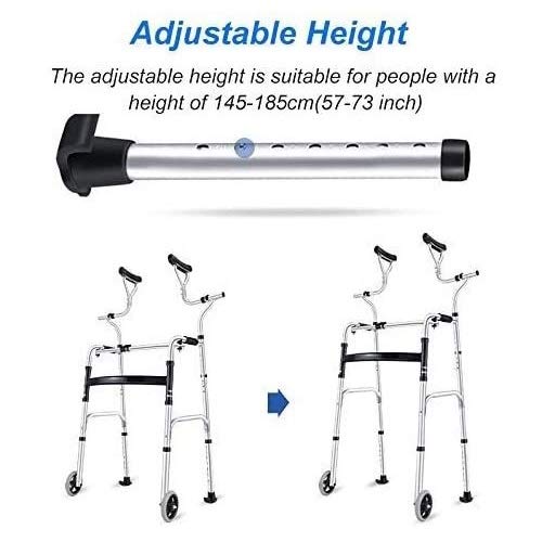 LYP Andador Rollator con Las Personas Mayores Walker axilar de Apoyo, Plegable de Aluminio Resistente muleta con Ruedas, Gente Alta Mantenerse en pie Walker